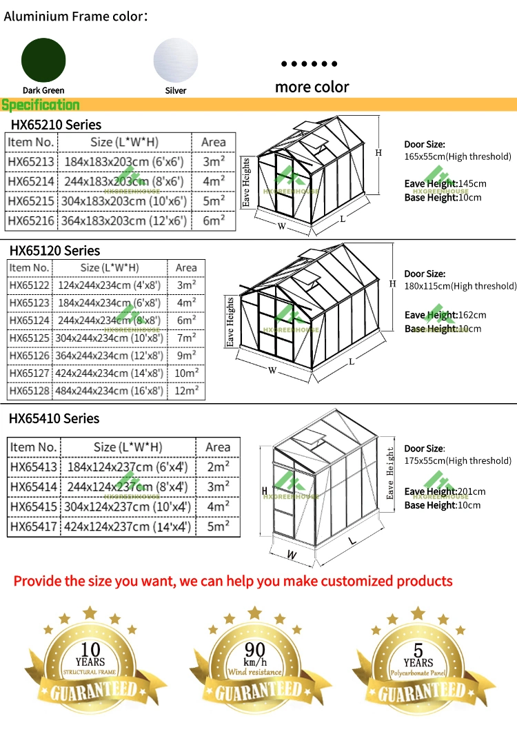 Home Agricultural Green House Hx65120-1 Series Mini Plastic Polycarbonate Film Garden Greenhouse